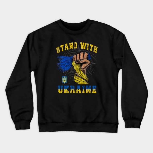 Stand With Ukraine Detailed Flag Design Crewneck Sweatshirt by The Christian Left